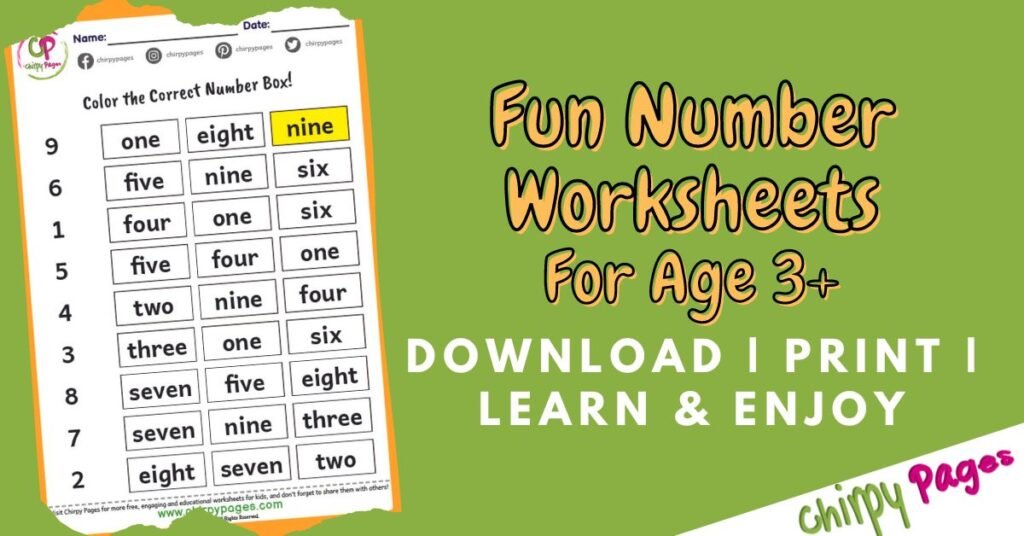 Number Worksheets for Kids – Free Printables - Chirpy Pages