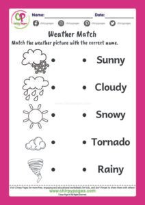 Weather Matching Activity - Preschool Weather Worksheets