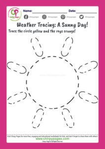 Sunny Weather Color Tracing to Draw Activity - Preschool Weather Worksheets