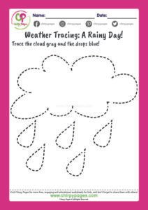Rainy Weather Color Tracing to Draw Activity - Preschool Weather Worksheets