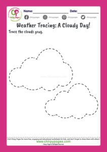 Cloudy Weather Color Tracing to Draw Activity - Preschool Weather Worksheets