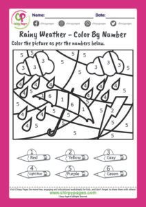 Weather Color By Number Activity - Preschool Weather Worksheets
