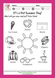 Summer Weather Color Activity - Preschool Weather Worksheets