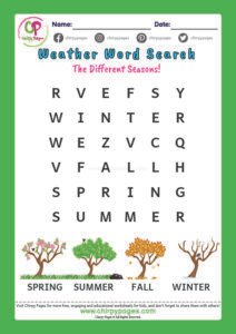 Seasons - Weather - Word Find Puzzle