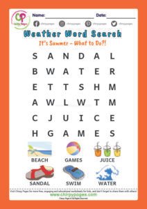 Summer Weather - Word Find Puzzle