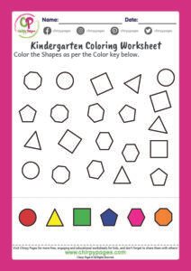 Color by Shapes - Square, Circle, Triangle, Pentagon - Free Printable Worksheet