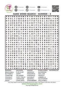 Hard Word Search Puzzle - Summer Theme