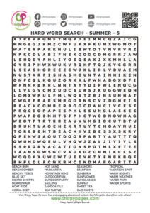 Hard Word Search Puzzle - Summer Theme