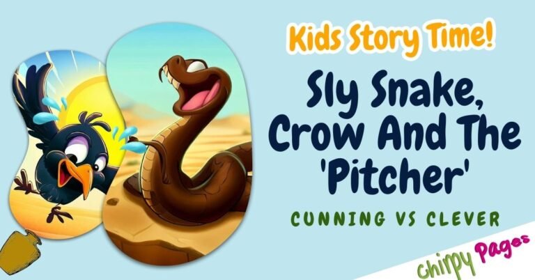 Story of A Sly Snake, The Crow And The Pitcher with a clever twist to old aesop fable