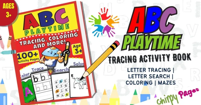 trace the abcs book header - alphabet tracing book - activity book header page with mazes for kids, alphabet coloring pages, letter find games, abc games