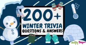 A collection of free 200+ Winter Trivia Questions and Answers. header image for article carrying 200 winter themed questions.