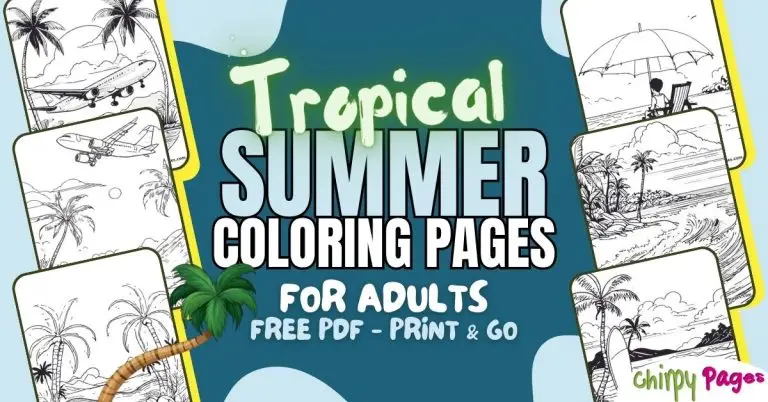 tropical summer coloring pages for adults - free PDF download - 10 coloring pages