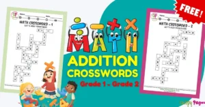 addition math crosswords - article header for pdf printable puzzles - print ready pdf download math crosswords for kids of grade 1 and grade 2